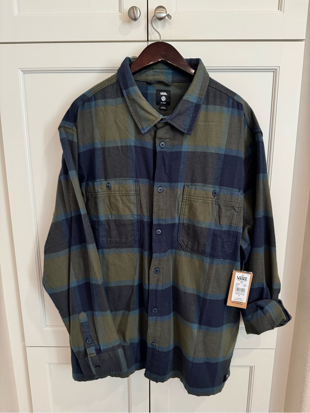 Vans Plaid Cotton Shirt Blue & Green XL NWT
